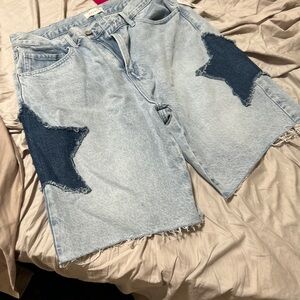 PacSun Light Blue Denim Shorts with Dark Blue Accents